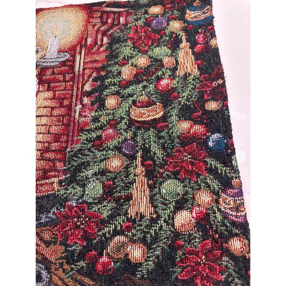 Santa Tapestry Placemat 13" x 19" Santa by the Tree Fabric Pillow Replacement - Picture 3 of 6